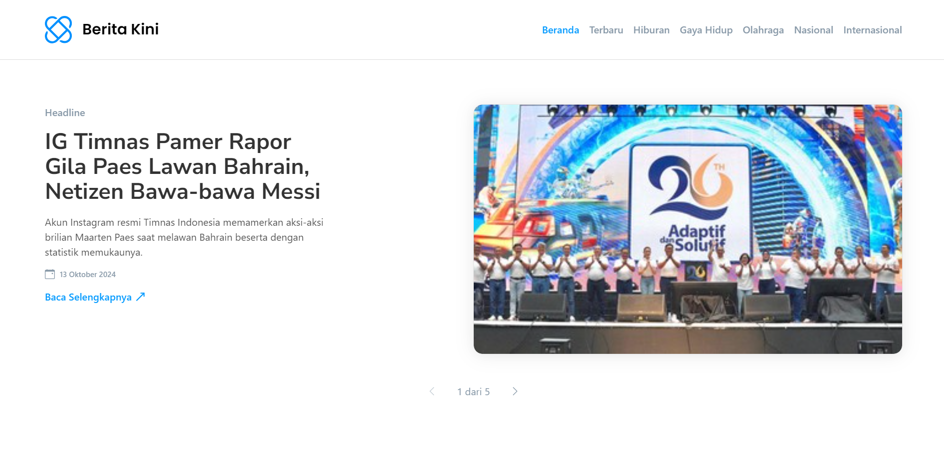 Screenshot of Berita Kini responsive news website